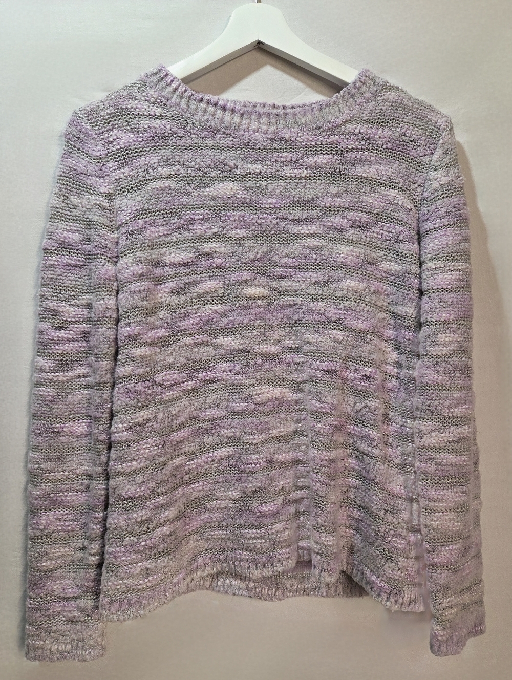 Striped Purple And Grey Chunky Knit Sweater Northern Reflections Sz M